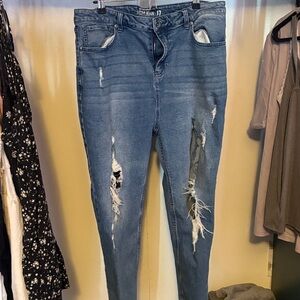 Hot Topic Ripped Blue Skinny Jeans